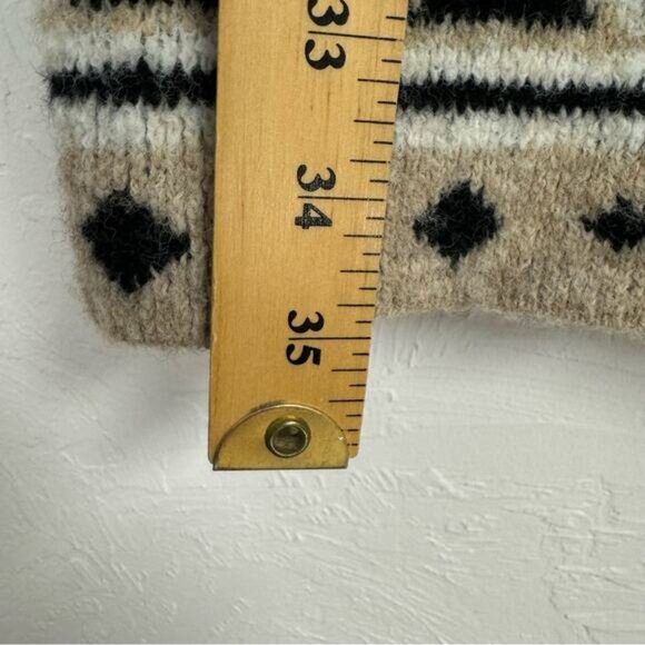 Frye Tan Black Aztec Southwestern Print Cardigan Sweater Womens M Duster Long - Picture 4 of 9